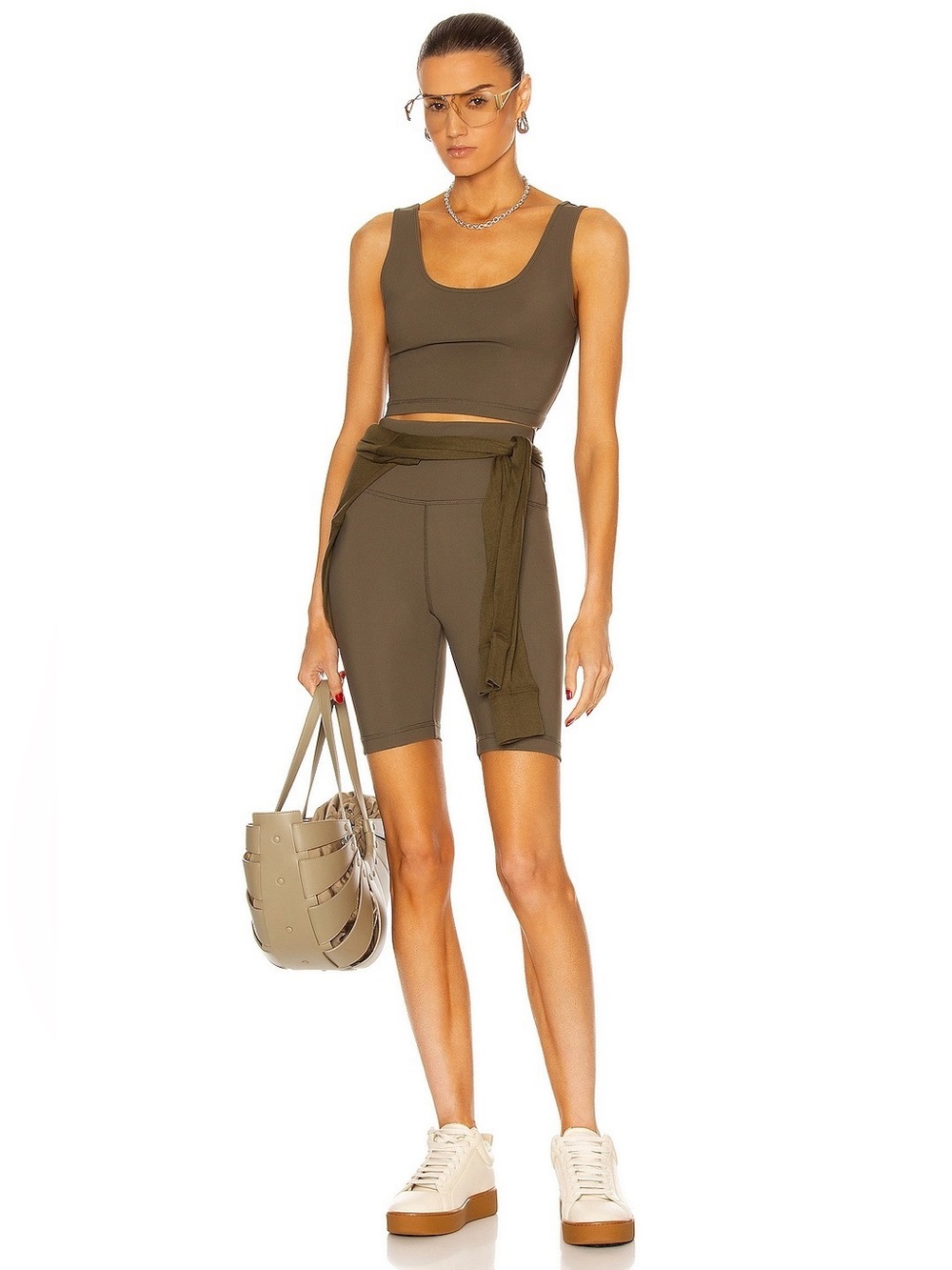 WARDROBE.NYC Army Green High Waist Jersey Bike Shorts - Release 02 - Sz Small